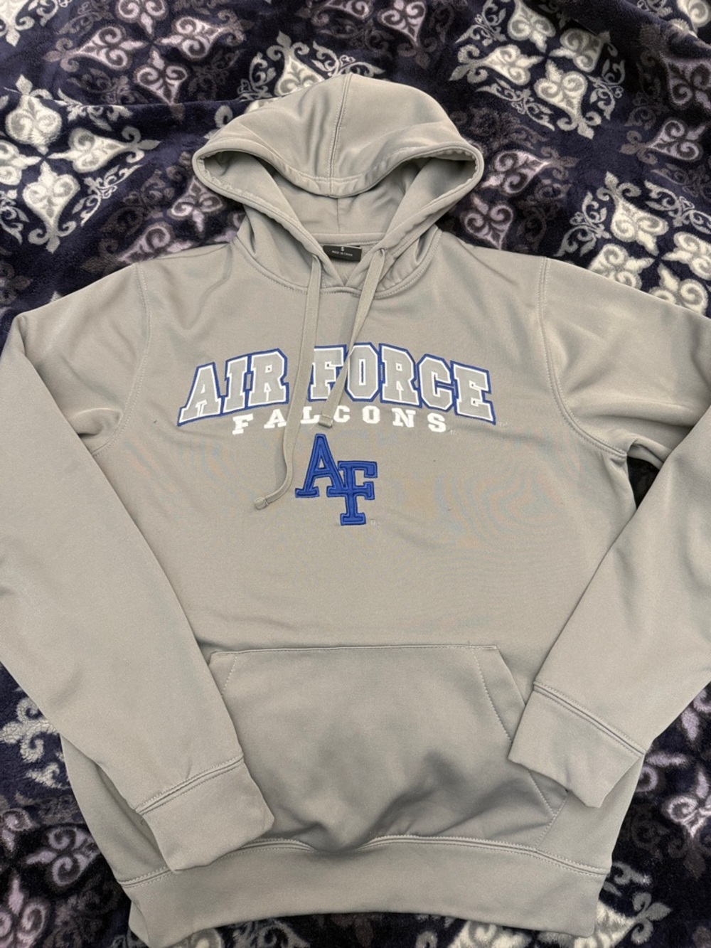 Air Force Falcons Gray Hoodie with Blue Logo - Small